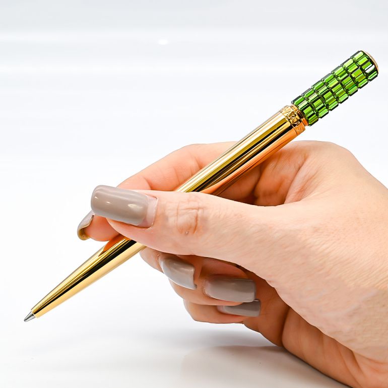スワロフスキー Swarovski 21aw Lct002 ボールペン イエローゴールド グリーン 名入れ有料可 Swarovski ボールペン エイレベル公式通販 ブランド品をお求めやすく提供