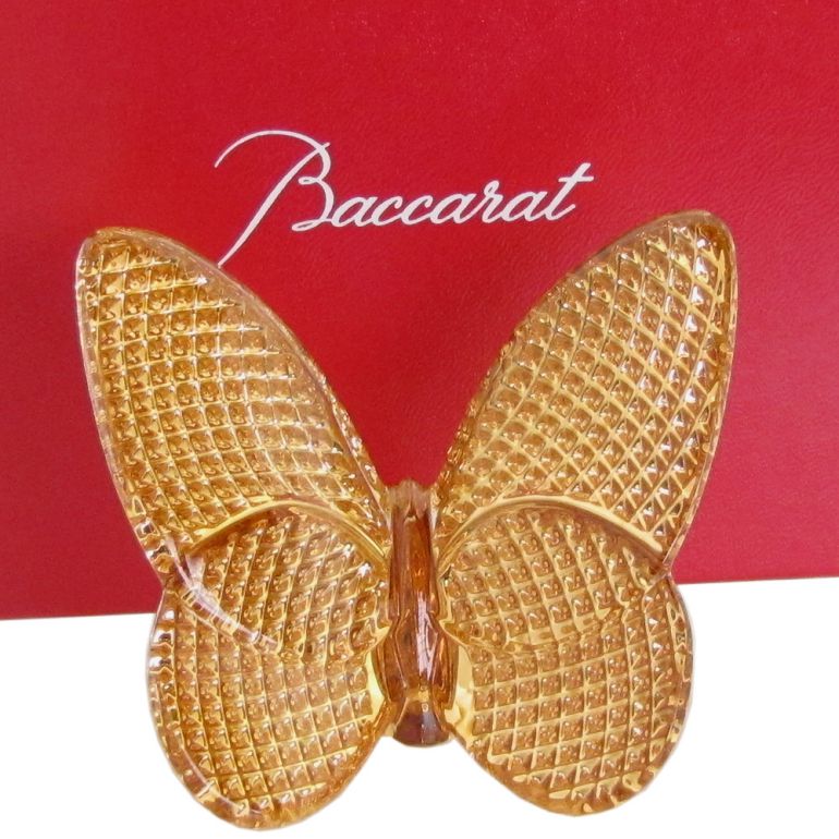 新品 Baccarat クリスタル ラッキーバタフライ GOLD パピヨン バカラ Baccarat クリスタルフィギュア ラッキーバタフライ
