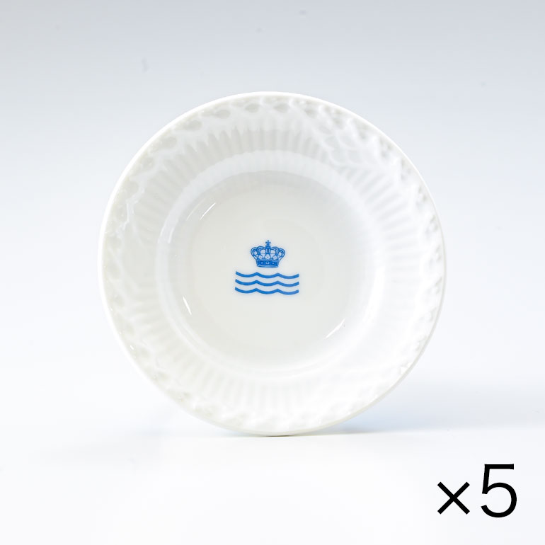 純正箱付 ロイヤルコペンハーゲン ミニプレート 5枚セット ホワイトフルーテッド ハーフレース RCロゴ 小皿 11cm 2215612 イタリア限定 日本未発売 北欧食器 洋食器 【スペシャルラッピング660円(別売り)】