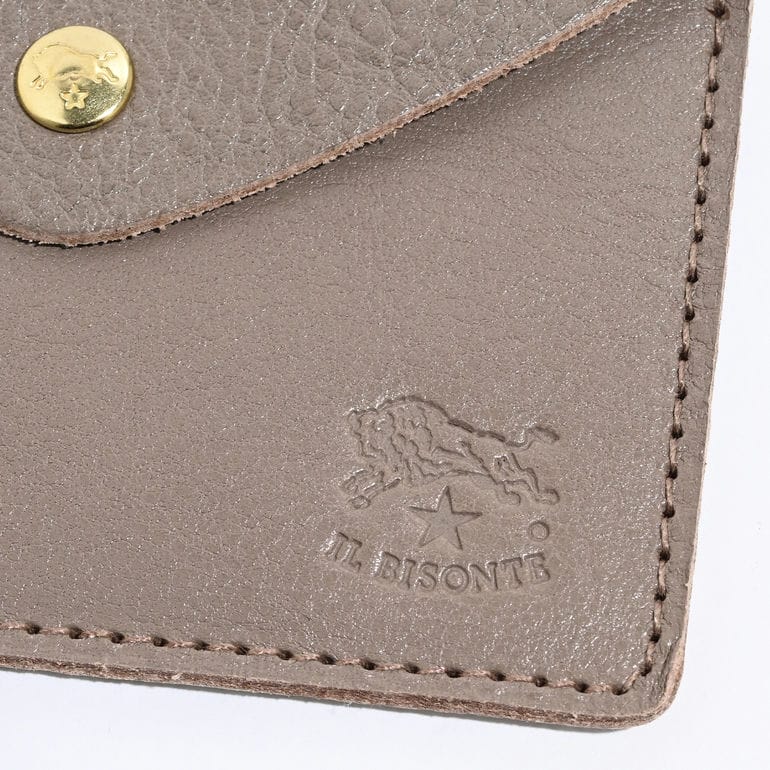 【名入れ可有料】イルビゾンテ IL BISONTE カードケース キーリング付 メンズ レディース バケッタレザー グレー SKH042PV0005GY103B キャッシュレス【スペシャルラッピング660円(別売り)】