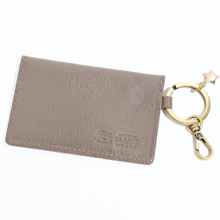 【名入れ可有料】イルビゾンテ IL BISONTE カードケース キーリング付 メンズ レディース バケッタレザー グレー SKH042PV0005GY103B キャッシュレス【スペシャルラッピング660円(別売り)】
