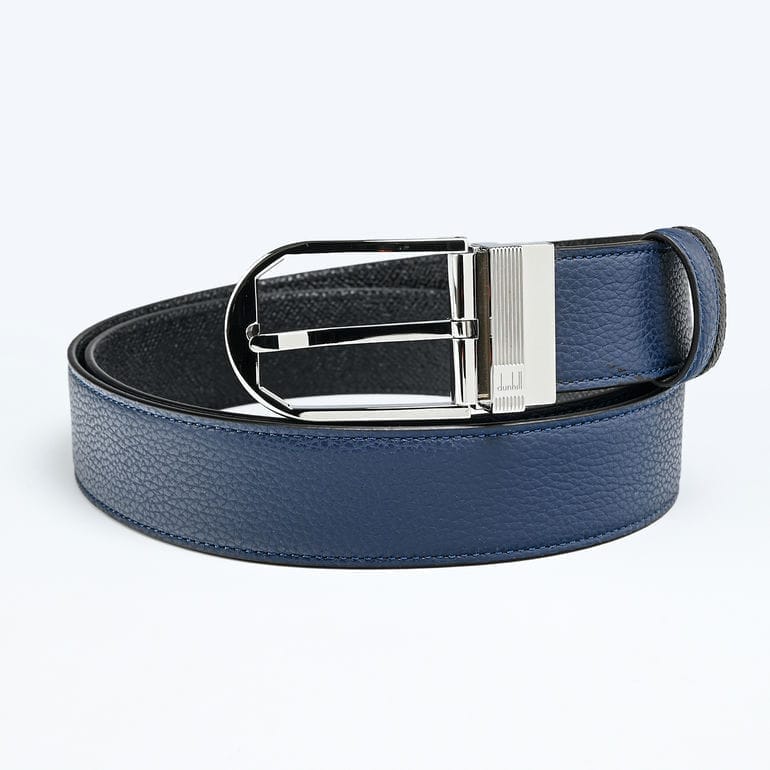 ダンヒル dunhill ベルト 35mm 85サイズ リバーシブル サドルバックル メンズ ネイビー×ブラック 23F4T34CD059 85 名入れ可有料<br>【スペシャルラッピング660円(別売り)】