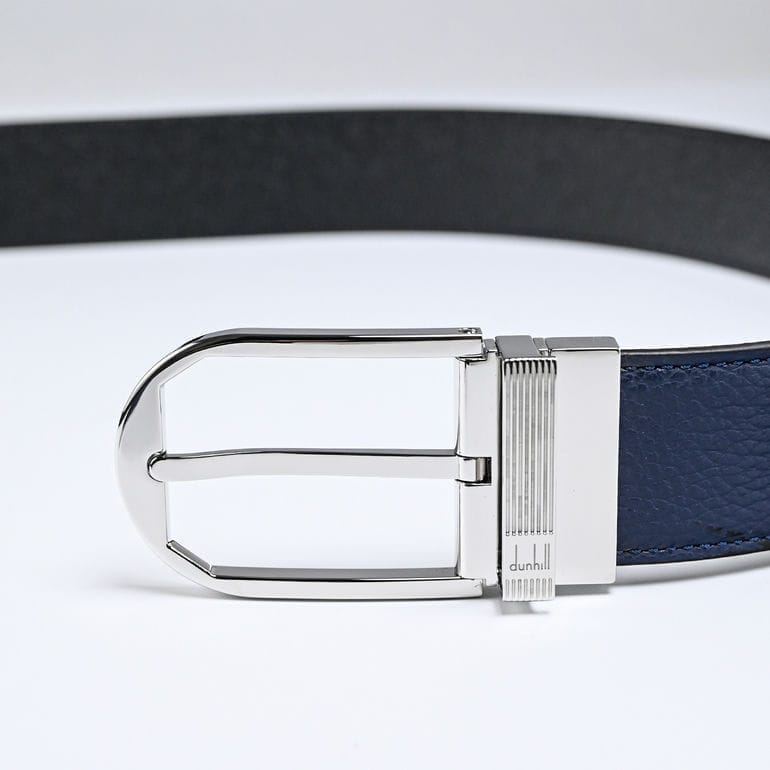 ダンヒル dunhill ベルト 35mm 85サイズ リバーシブル サドルバックル メンズ ネイビー×ブラック 23F4T34CD059 85 名入れ可有料<br>【スペシャルラッピング660円(別売り)】