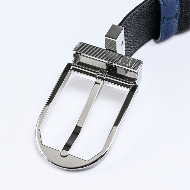 ダンヒル dunhill ベルト 35mm 85サイズ リバーシブル サドルバックル メンズ ネイビー×ブラック 23F4T34CD059 85 名入れ可有料<br>【スペシャルラッピング660円(別売り)】