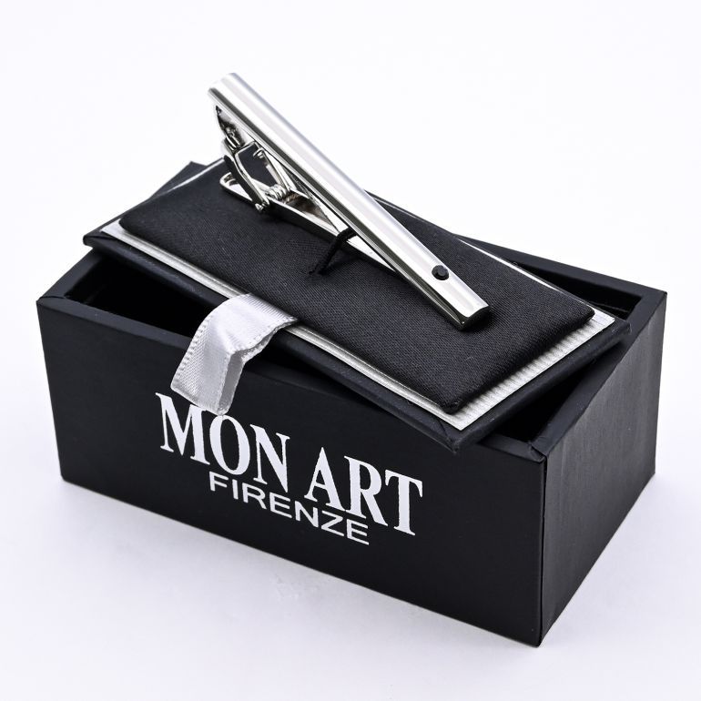 モンアート MONART ネクタイピン メンズ タイピン タイバー タイクリップ シルバー ブラック PARADISO TC 15 A Made in Italy 名入れ可有料 正規代理店