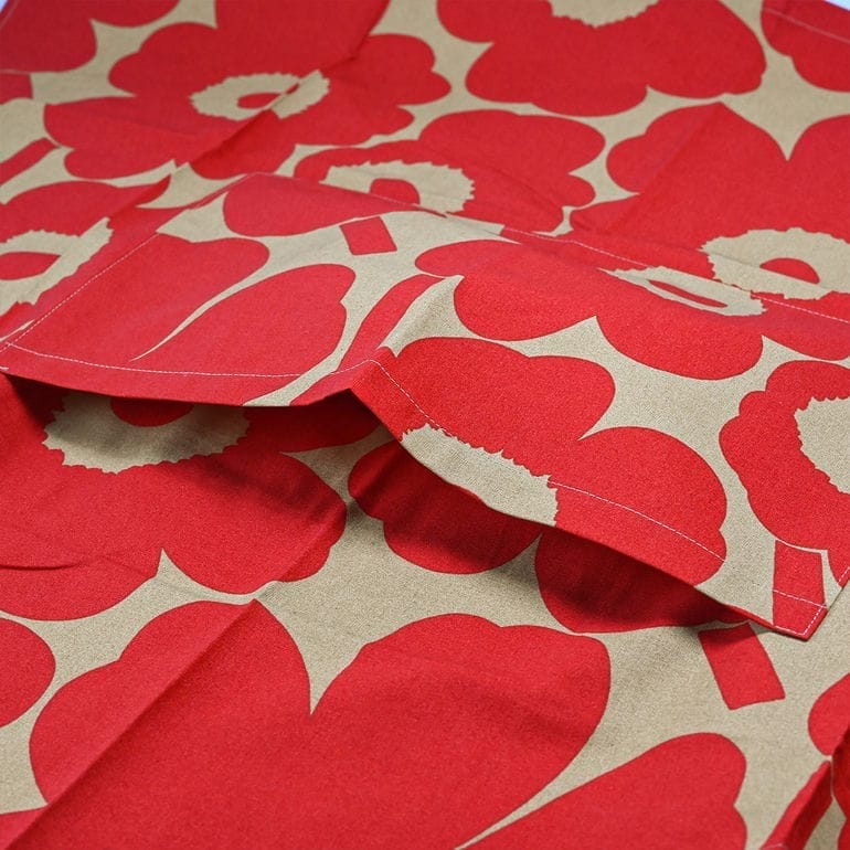 マリメッコ marimekko エプロン Pieni Unikko ピエニ ウニッコ レッド×ブラウン 72958 072958 234 北欧雑貨 北欧デザイン 【スペシャルラッピング660円(別売り)】 母の日 刺しゅう名入れ可（工賃別売り）