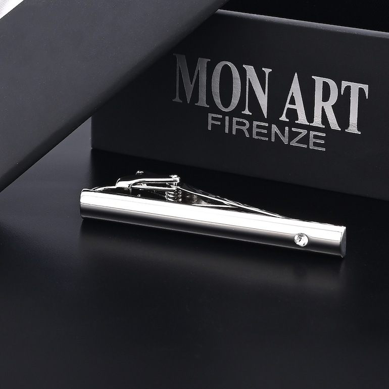 モンアート MONART ネクタイピン メンズ タイピン タイバー タイクリップ シルバー クリア PARADISO TC 15 B Made in Italy 名入れ可有料 正規代理店