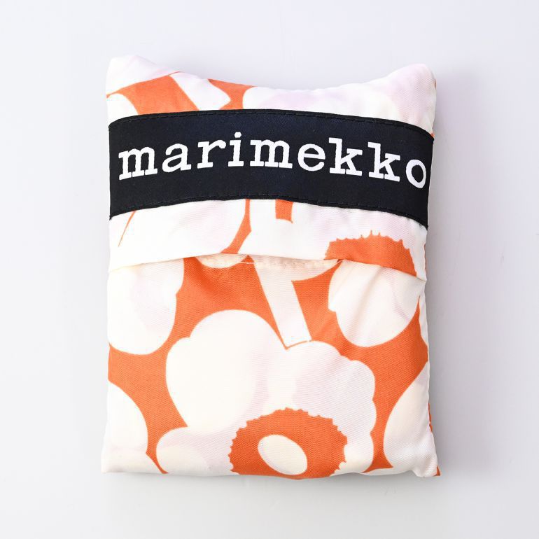 マリメッコ marimekko エコバッグ 買い物袋 スマートバッグ MINI UNIKKO ミニウニッコ オレンジ×ホワイト 091447 180 名入れ 刺しゅう可有料 北欧雑貨 北欧デザイン