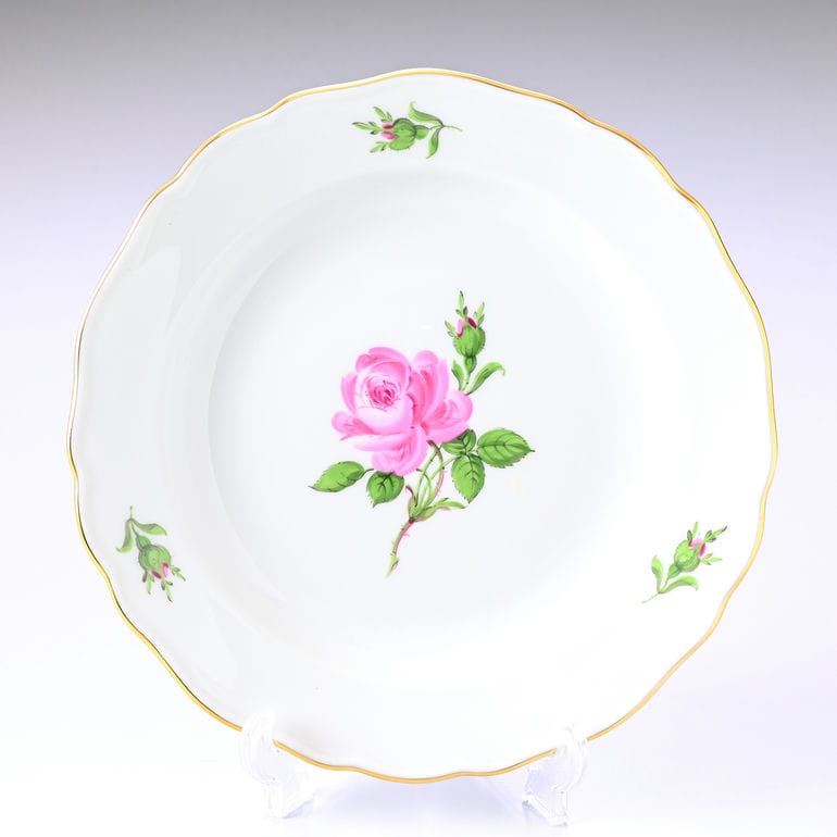 期間限定特別価格 名入れ可有料】マイセン ピンクローズ ピンクの薔薇 デザート 食器