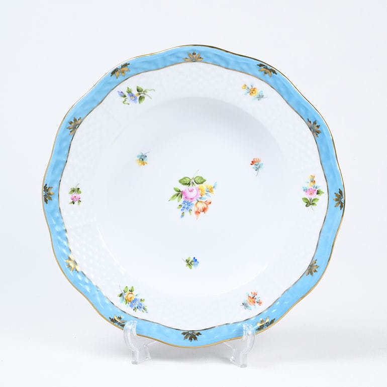 ヘレンド HEREND スーププレート ローズチューリップ ブルー 洋食器 21cm 皿 手描き スーププレート 505000 RTFB 00505000-RTFB【スペシャルラッピング660円(別売り)】