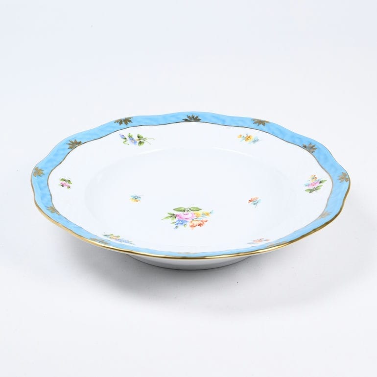 ヘレンド HEREND スーププレート ローズチューリップ ブルー 洋食器 21cm 皿 手描き スーププレート 505000 RTFB 00505000-RTFB【スペシャルラッピング660円(別売り)】