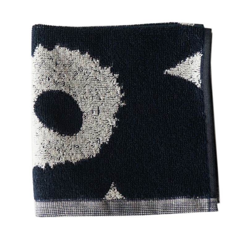 マリメッコ marimekko ハンドタオル 30×30cm ミニタオル レディース UNIKKO ウニッコ ハンカチ ホワイト×ダークブルー 070528 851 名入れ 刺しゅう可有料 北欧雑貨 北欧デザイン ネコポス限定 送料無料<br>【スペシャルラッピング660円(別売り)】