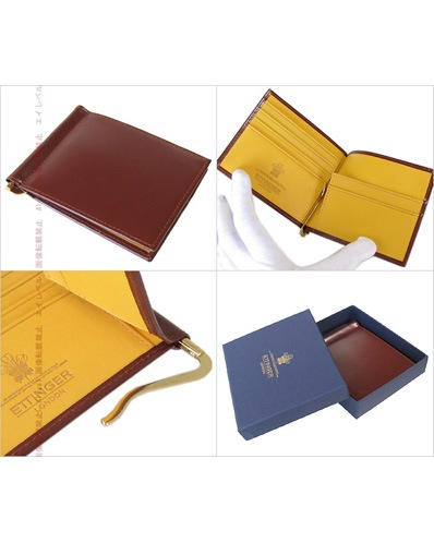 エッティンガー ETTINGER 財布 二つ折り財布 札入れ 札ばさみ マネークリップ メンズ ブライドルレザー バイカラー BH787AJR HAVANA ハバナ 名入れ可有料 【スペシャルラッピング660円(別売り)】