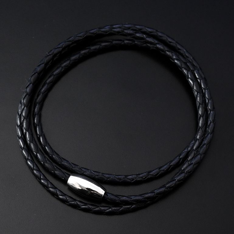 モンアート MONART ブレスレット メンズ 3ラウンドタイプ ウーブンレザー ブラック TRIPLO BR 02 F Made in Italy 名入れ可有料 正規代理店