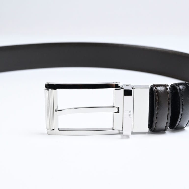 ダンヒル dunhill ベルト 30mm 90サイズ リバーシブル レクタンギュラー ローラーバックル スムースレザー メンズ ブラック×ダークブラウン 23F4T38MT236 90 名入れ可有料<br>【スペシャルラッピング660円(別売り)】
