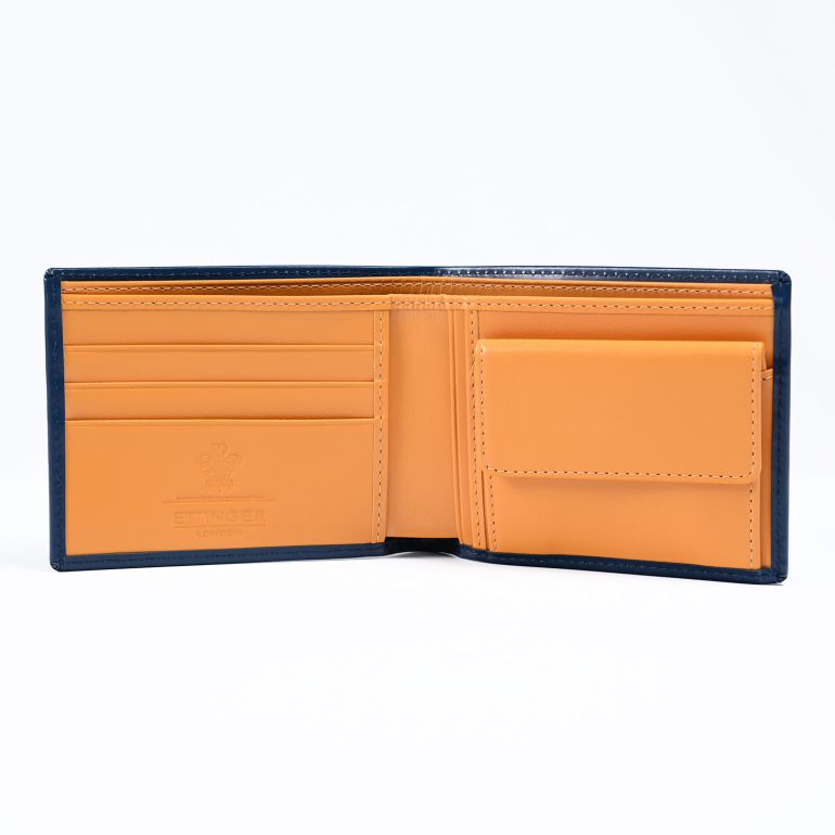 エッティンガー ETTINGER 二つ折り財布 メンズ ブライドルレザー バイカラー BH141JR ペトロール ブルー 箔押し名入れ可有料 【スペシャルラッピング660円(別売り)】