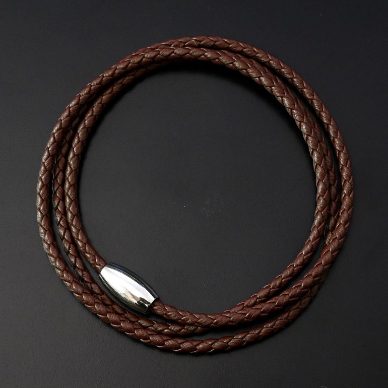 モンアート MONART ブレスレット メンズ 3ラウンドタイプ ウーブンレザー ブラウン TRIPLO BR 02 G Made in Italy 名入れ可有料 正規代理店