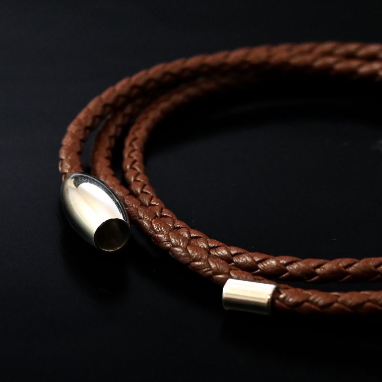 モンアート MONART ブレスレット メンズ 3ラウンドタイプ ウーブンレザー ブラウン TRIPLO BR 02 G Made in Italy 名入れ可有料 正規代理店