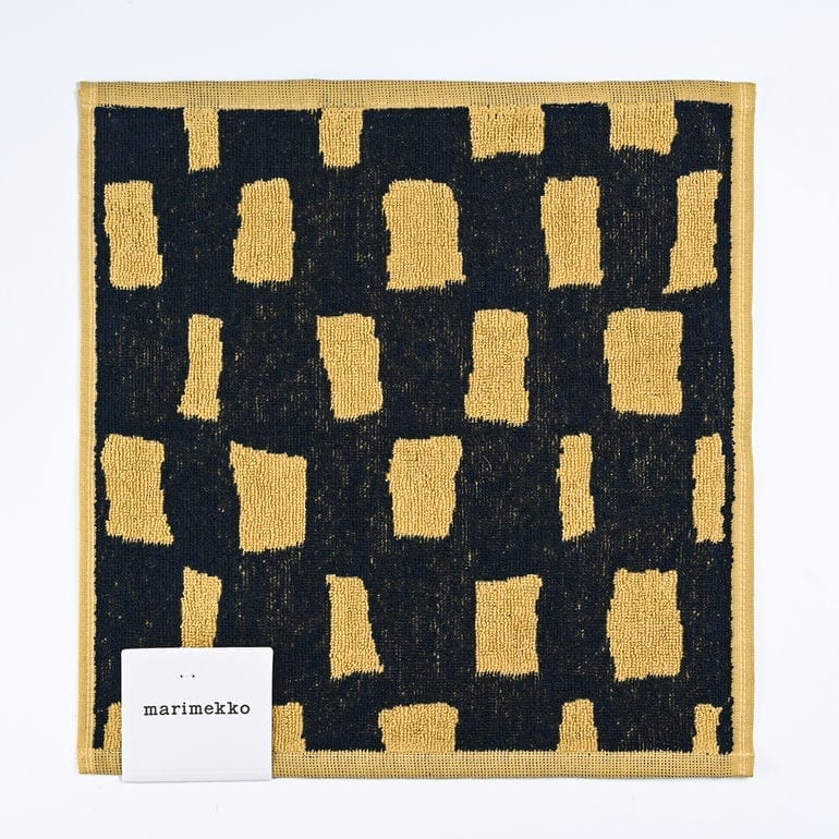 マリメッコ marimekko ハンドタオル 30×30cm ミニタオル ハンカチ Iso Noppa イソ ノッパ イエロー×ネイビーブルー 72532 072532 980 北欧雑貨 北欧デザイン 【スペシャルラッピング660円(別売り)】 母の日 刺しゅう名入れ可（工賃別売り）