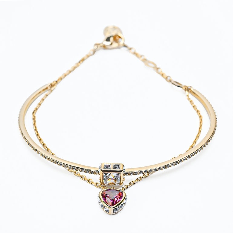 スワロフスキー SWAROVSKI ブレスレット Stilla ハート レッド×クリア×ゴールド 5683835 バングル ジュエリー【スペシャルラッピング660円(別売り)】