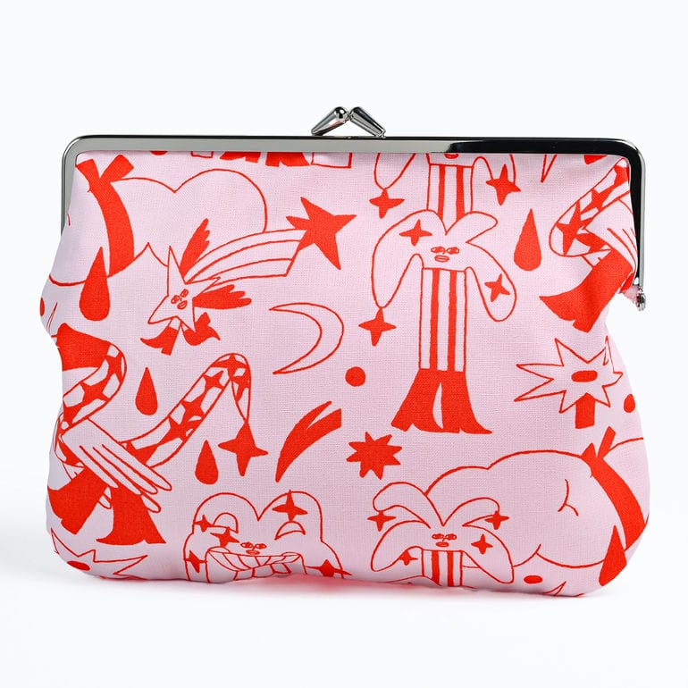 【刺しゅう名入れ可有料】マリメッコ marimekko 小物入れ ポーチ コスメポーチ 化粧ポーチ ペンケース がま口 Aureate Glow プオリカス レッド ピンク 74164 074164 330 北欧雑貨 北欧デザイン ネコポス限定 送料無料