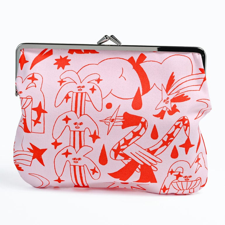 【刺しゅう名入れ可有料】マリメッコ marimekko 小物入れ ポーチ コスメポーチ 化粧ポーチ ペンケース がま口 Aureate Glow プオリカス レッド ピンク 74164 074164 330 北欧雑貨 北欧デザイン ネコポス限定 送料無料