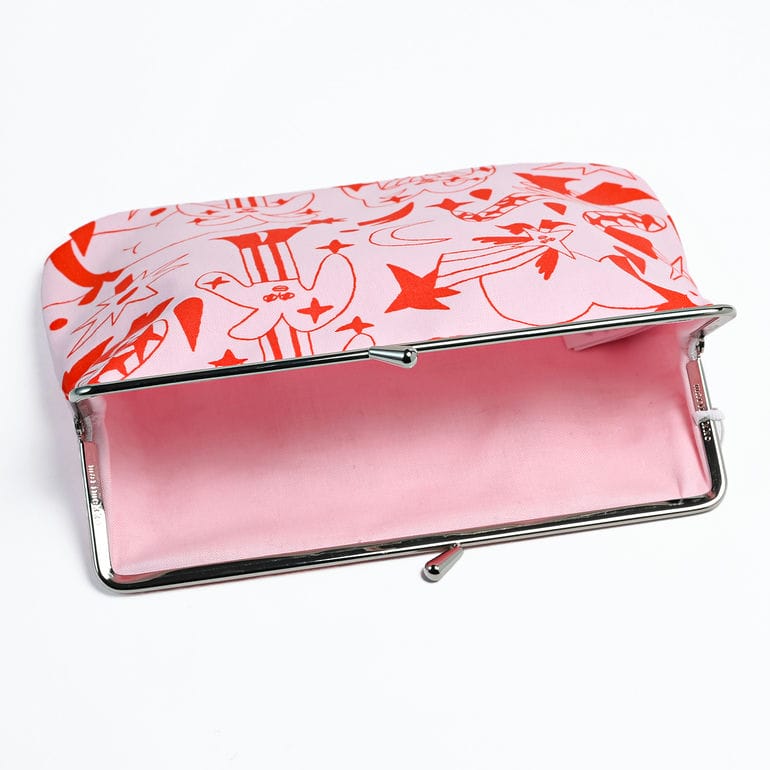 【刺しゅう名入れ可有料】マリメッコ marimekko 小物入れ ポーチ コスメポーチ 化粧ポーチ ペンケース がま口 Aureate Glow プオリカス レッド ピンク 74164 074164 330 北欧雑貨 北欧デザイン ネコポス限定 送料無料