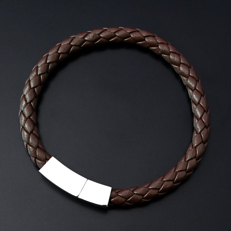 モンアート MONART ブレスレット Mサイズ メンズ ウーブンレザー ブラウン QUADRO BR 81 A Made in Italy 名入れ可有料 正規代理店