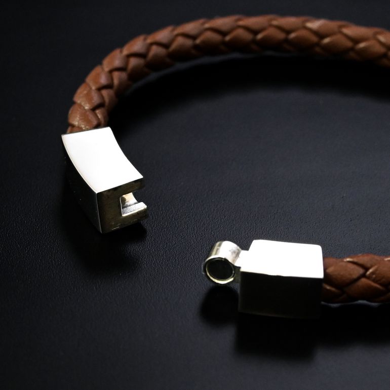 モンアート MONART ブレスレット Mサイズ メンズ ウーブンレザー ブラウン QUADRO BR 81 A Made in Italy 名入れ可有料 正規代理店