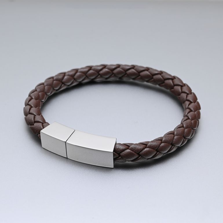 モンアート MONART ブレスレット Mサイズ メンズ ウーブンレザー ブラウン QUADRO BR 81 A Made in Italy 名入れ可有料 正規代理店