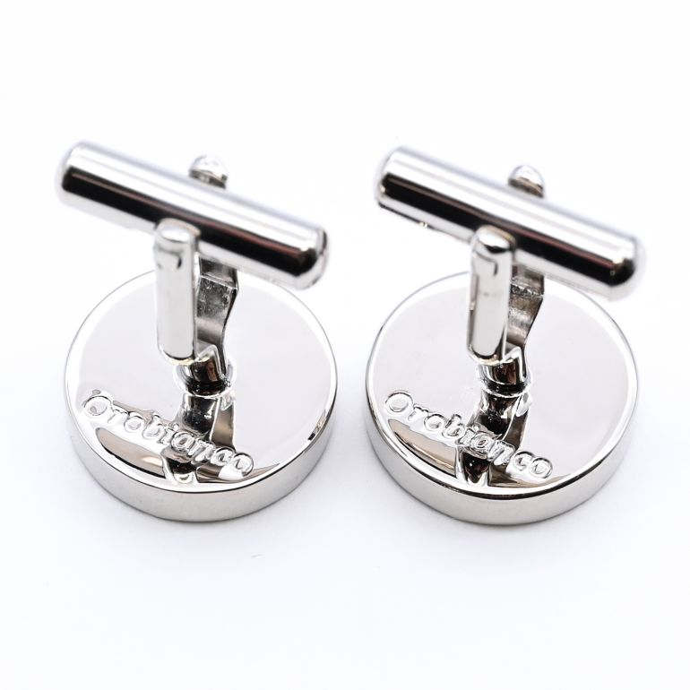 名入れ無料 オロビアンコ カフス メンズ カフリンクス カフスボタン ラウンド シルバー ブラック ORC540A