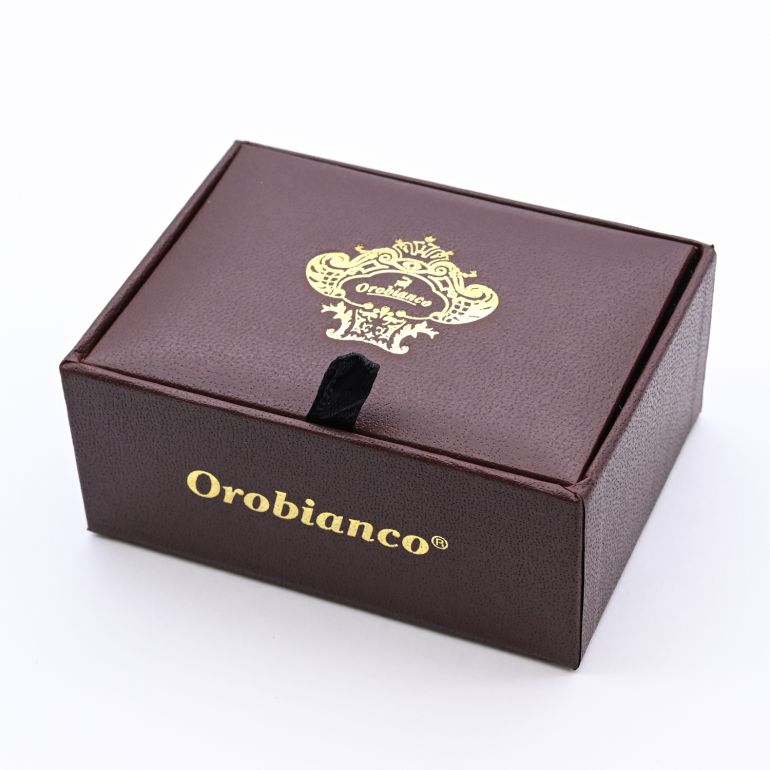 名入れ無料 オロビアンコ カフス メンズ カフリンクス カフスボタン ラウンド シルバー ブラック ORC540A