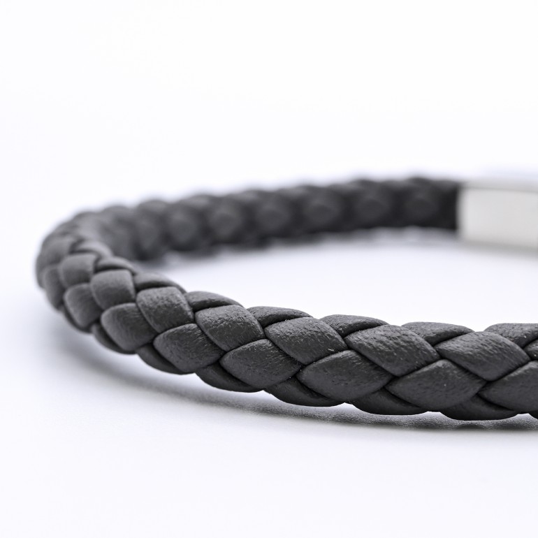 モンアート MONART ブレスレット Mサイズ メンズ ウーブンレザー グレー QUADRO BR 81 B Made in Italy 名入れ可有料 正規代理店