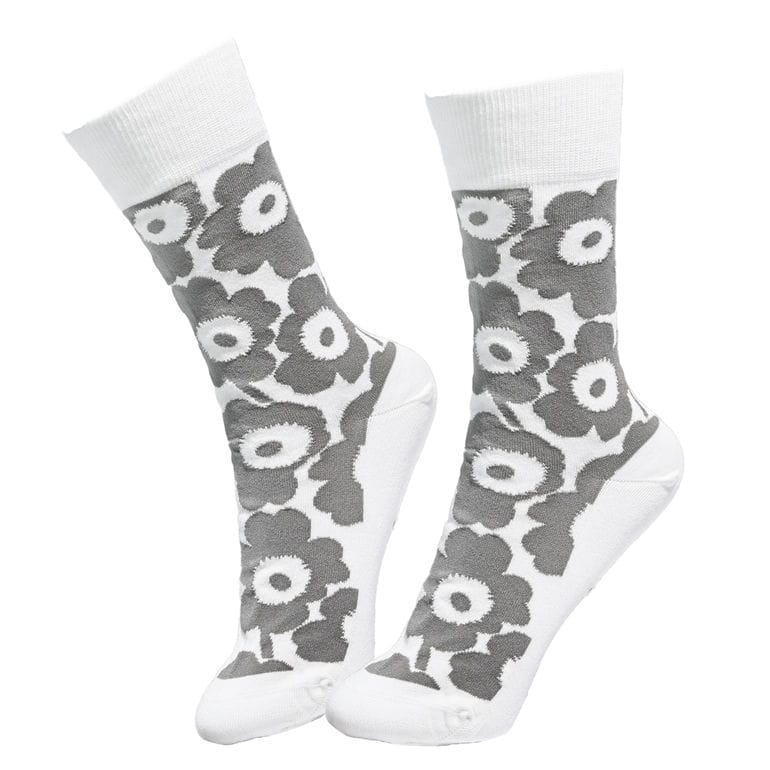 マリメッコ marimekko レディース ソックス 靴下 くつ下 KIRMAILLA Unikko ウニッコ グレー ホワイト 91498 091498 199 3436 北欧雑貨 北欧デザイン ネコポス限定 送料無料<br>【スペシャルラッピング660円(別売り)】