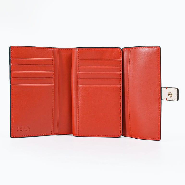 【名入れ可有料】フルラ FURLA 二つ折り財布 小銭入れ付き GRAZIA グラジア コンパクト ウォレット ホワイト系 グリーン系 ブラウン WP00498 BX1588 3779S【純正紙袋・リボン付き】【スペシャルラッピング660円(別売り)】