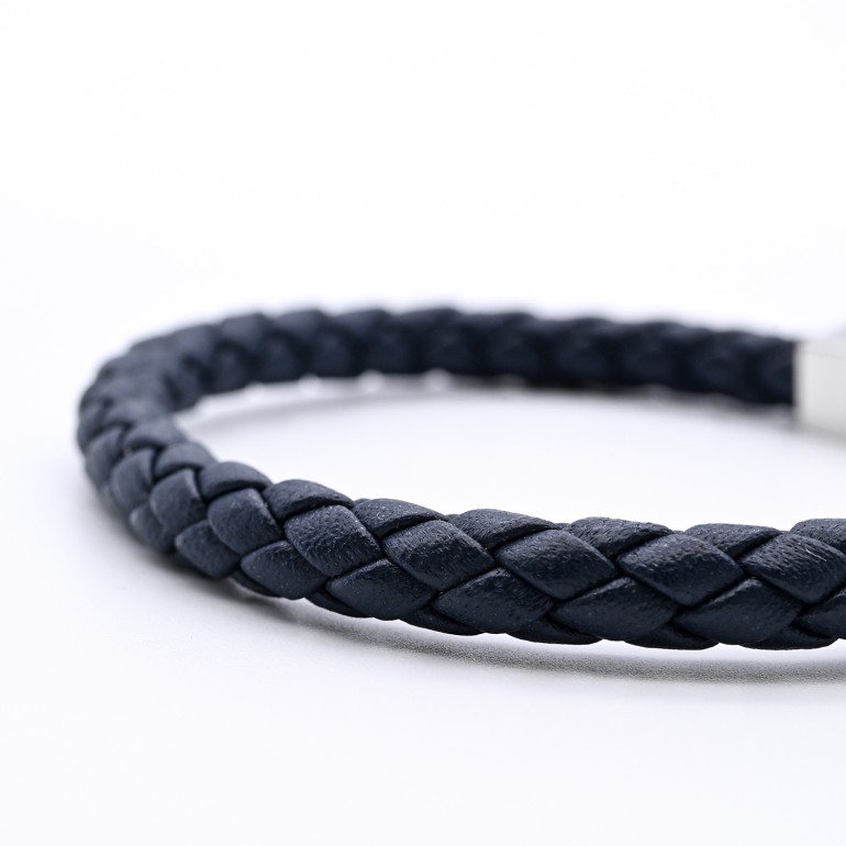 モンアート MONART ブレスレット Mサイズ メンズ ウーブンレザー ネイビー QUADRO BR 81 C Made in Italy 名入れ可有料 正規代理店
