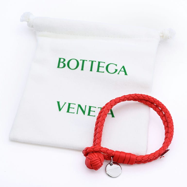 ボッテガヴェネタ BOTTEGA VENETA ブレスレット 本革 メンズ レディース レッド Mサイズ 113546 V001D 6452