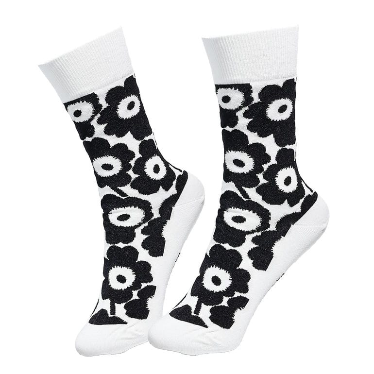 マリメッコ marimekko レディース ソックス 靴下 くつ下 KIRMAILLA Unikko ウニッコ ブラック ホワイト 全2サイズ 91498 091498 190 北欧雑貨 北欧デザイン ネコポス限定 送料無料<br>【スペシャルラッピング660円(別売り)】