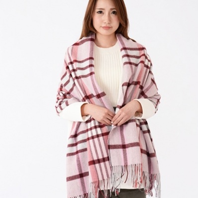 【刺しゅう可有料】 カシミヤ 100% 約200cm 大判ストール タータンチェック マティルダスチュアート ノッカンドウ・ウールミル R1139