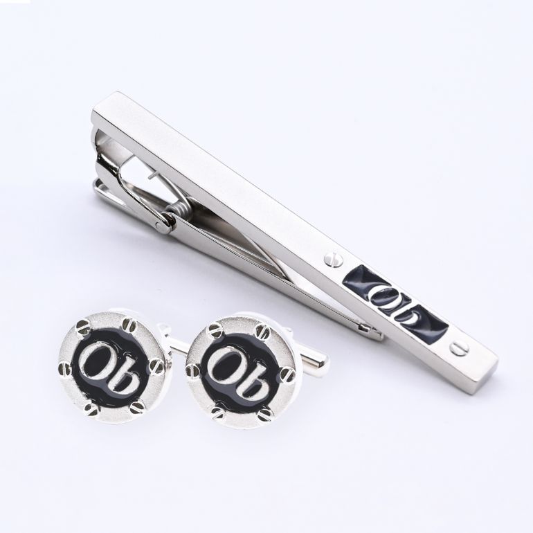 名入れ無料 オロビアンコ ネクタイピン カフス セット メンズ タイバー タイクリップ カフリンクス シルバー ブラック ORT540A ORC540A