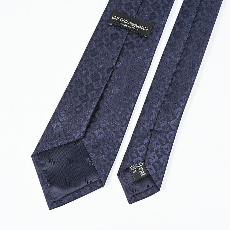 エンポリオ アルマーニ EMPORIO ARMANI ネクタイ メンズ 大剣幅7.5cm シルク100% イーグル＆チェック ネイビー MADE IN ITALY 340075 2R612 00136【スペシャルラッピング660円(別売り)】