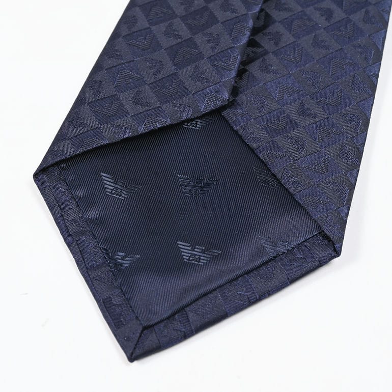 エンポリオ アルマーニ EMPORIO ARMANI ネクタイ メンズ 大剣幅7.5cm シルク100% イーグル＆チェック ネイビー MADE IN ITALY 340075 2R612 00136【スペシャルラッピング660円(別売り)】