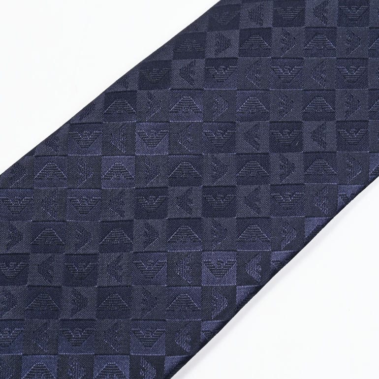 エンポリオ アルマーニ EMPORIO ARMANI ネクタイ メンズ 大剣幅7.5cm シルク100% イーグル＆チェック ネイビー MADE IN ITALY 340075 2R612 00136【スペシャルラッピング660円(別売り)】