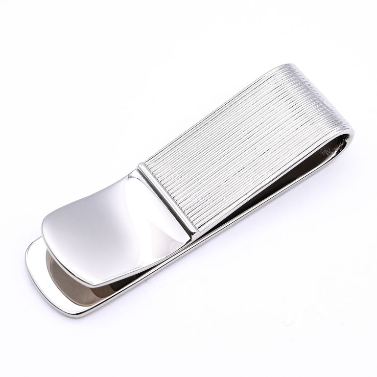 モンアート MONART マネークリップ ピンストライプ シルバー GIOVE MC13 Made in Italy 名入れ可有料 正規代理店