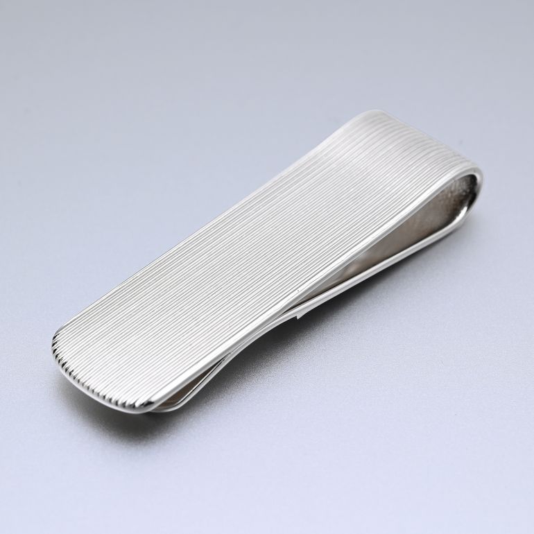 モンアート MONART マネークリップ ピンストライプ シルバー GIOVE MC13 Made in Italy 名入れ可有料 正規代理店