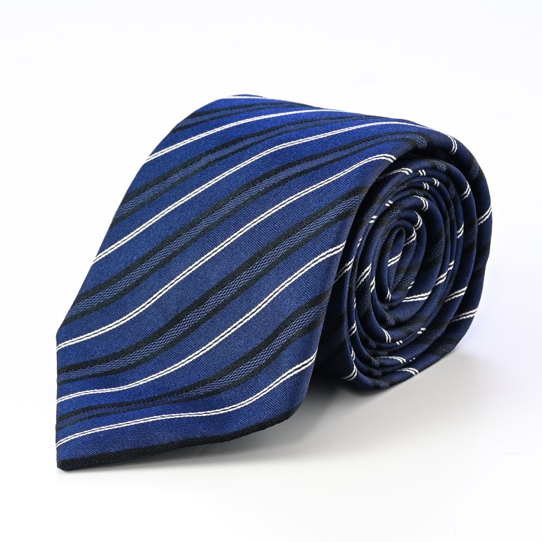 エンポリオ アルマーニ EMPORIO ARMANI ネクタイ メンズ ナイトブルー 大剣幅7.5cm シルク100% ストライプ レジメンタル ジャガード 340275 3R638 00036 MADE IN ITALY 名入れ刺しゅう可有料【スペシャルラッピング660円(別売り)】