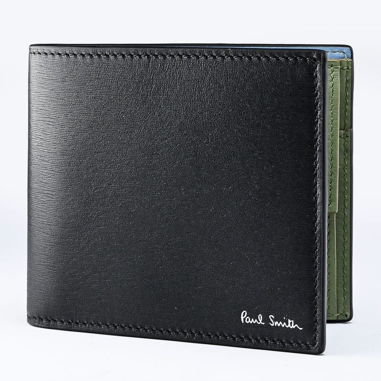 ポールスミス Paul Smith 二つ折り財布 小銭入れ付 メンズ ブラック 4833 NSTRGS 79 英国 MADE IN ITALY ウォレット 折財布 箔押し名入れ可（工賃別売り） 【スペシャルラッピング660円(別売り)】