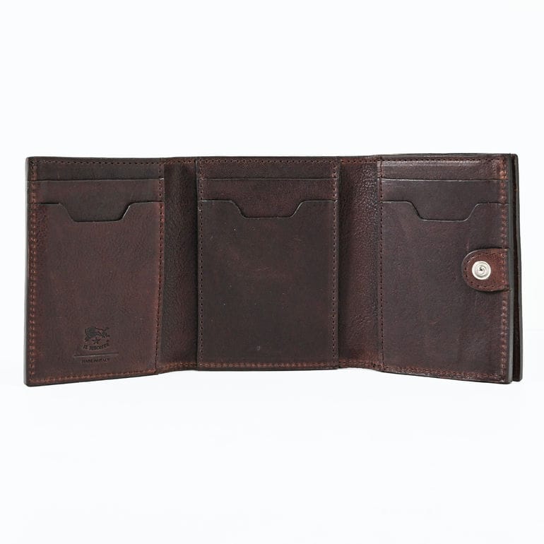 【名入れ可有料】イルビゾンテ IL BISONTE 三つ折り財布 小銭入れ付き メンズ レディース バケッタレザー ダークブラウン SSW022PO0001BW432【スペシャルラッピング660円(別売り)】