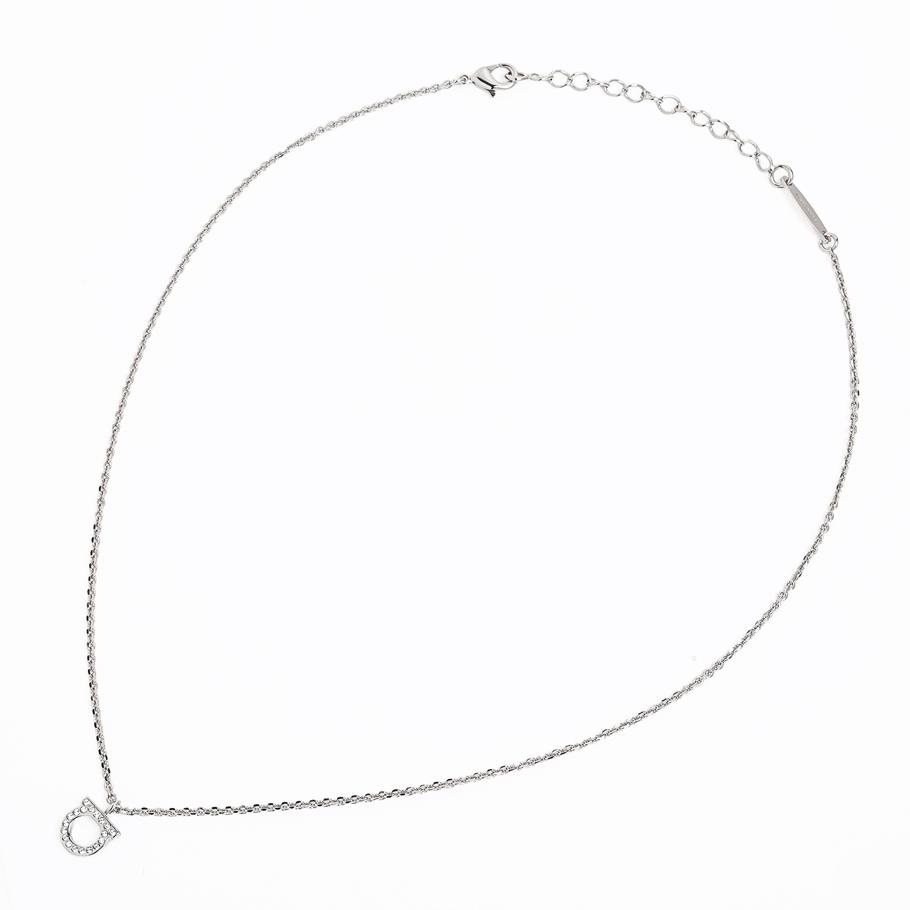 【スペシャルラッピング付き】フェラガモ Salvatore Ferragamo サルヴァトーレフェラガモ ネックレス ガンチーニ レディース シルバー クリスタル 760131 696655 0696655