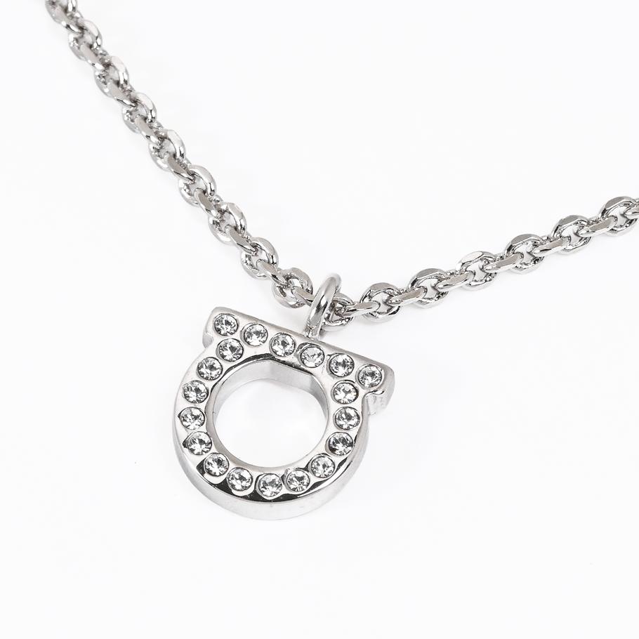 【スペシャルラッピング付き】フェラガモ Salvatore Ferragamo サルヴァトーレフェラガモ ネックレス ガンチーニ レディース シルバー クリスタル 760131 696655 0696655